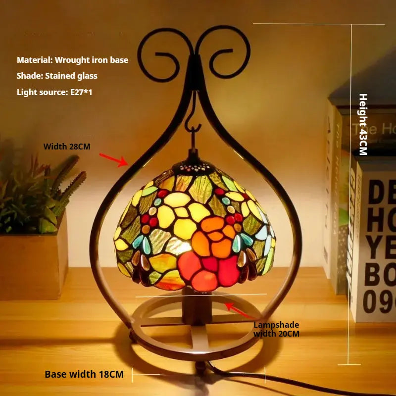 8inch 20cm Handmade Stained Glass Heart-shaped Art Pastoral Lampshade Tiffany Table Lamps - CTL