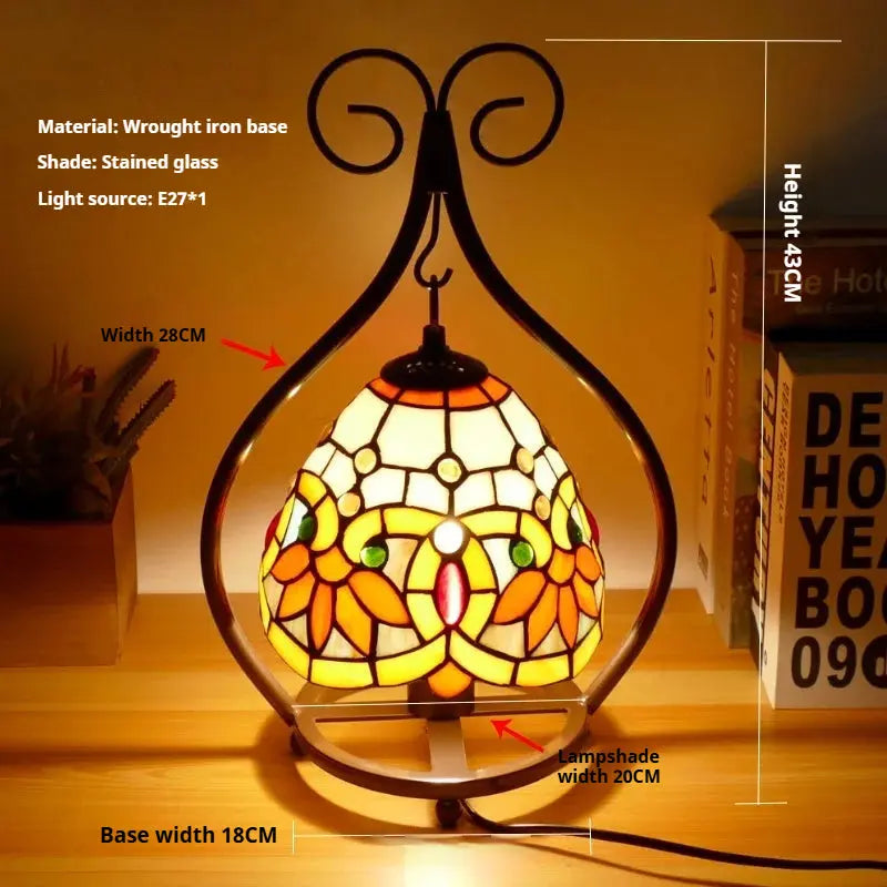 8inch 20cm Handmade Stained Glass Heart-shaped Art Pastoral Lampshade Tiffany Table Lamps - CTL
