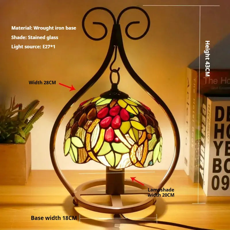 8inch 20cm Handmade Stained Glass Heart-shaped Art Pastoral Lampshade Tiffany Table Lamps - CTL