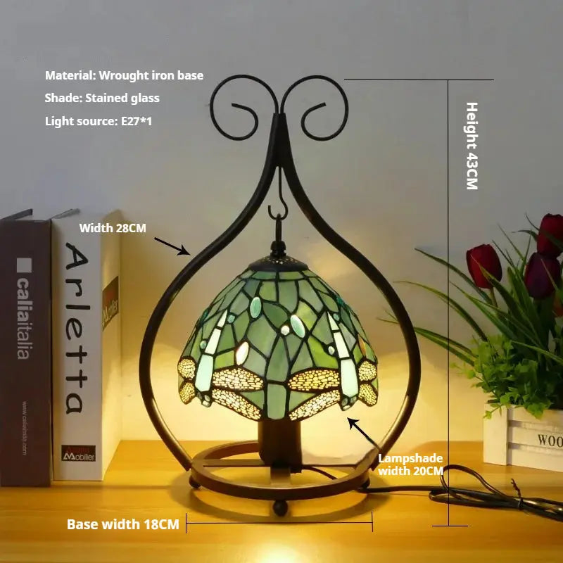 8inch 20cm Handmade Stained Glass Heart-shaped Art Pastoral Lampshade Tiffany Table Lamps - CTL