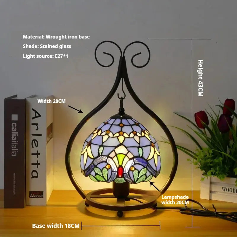 8inch 20cm Handmade Stained Glass Heart-shaped Art Pastoral Lampshade Tiffany Table Lamps - CTL