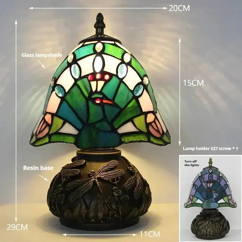 8inch 20cm Retro Stained Glass Green Lampshade Tiffany Table Lamp