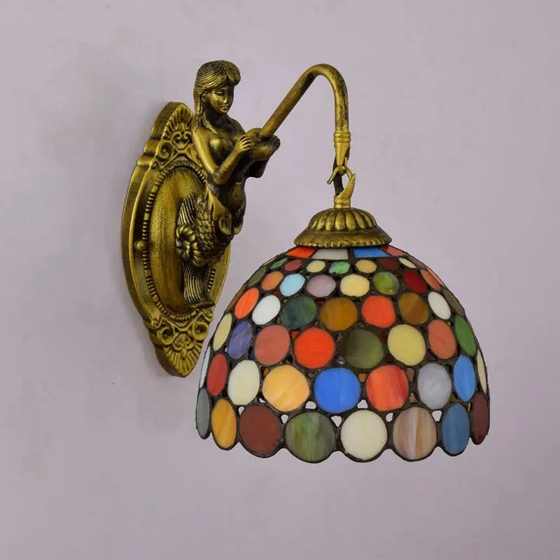 8inch Small Stained Glass Bohemia Spot Lampshade Tiffany Style Outdoor Wall Lights - CTL