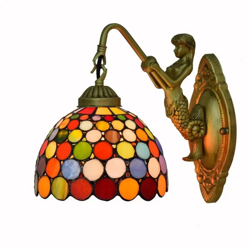 8inch Small Stained Glass Bohemia Spot Lampshade Tiffany Style Outdoor Wall Lights - CTL