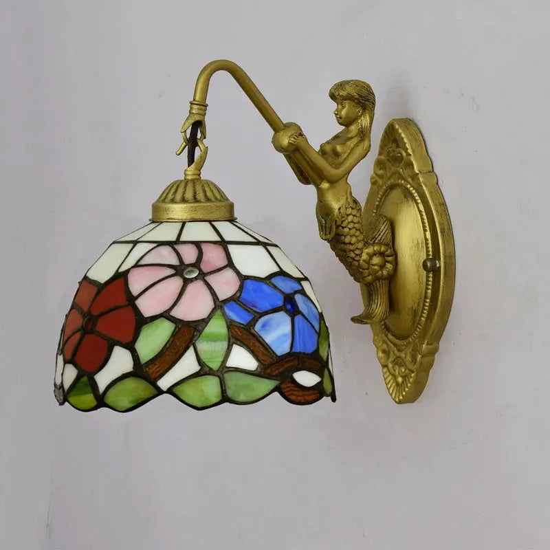 8inch Small Stained Glass Flower Lampshade Tiffany Wall Sconce - CTL