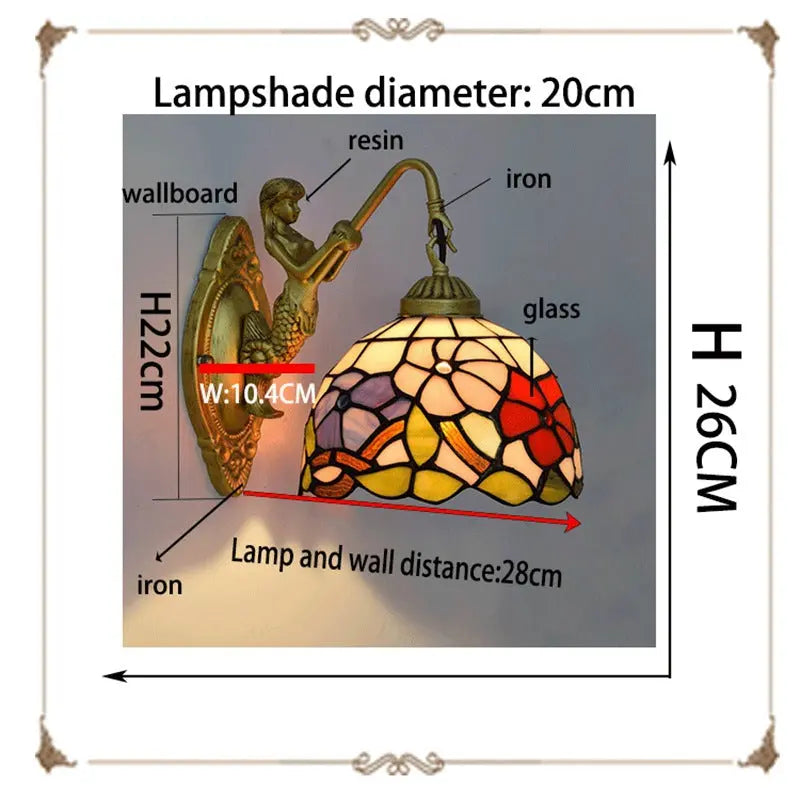 8inch Small Stained Glass Flower Lampshade Tiffany Wall Sconce - CTL