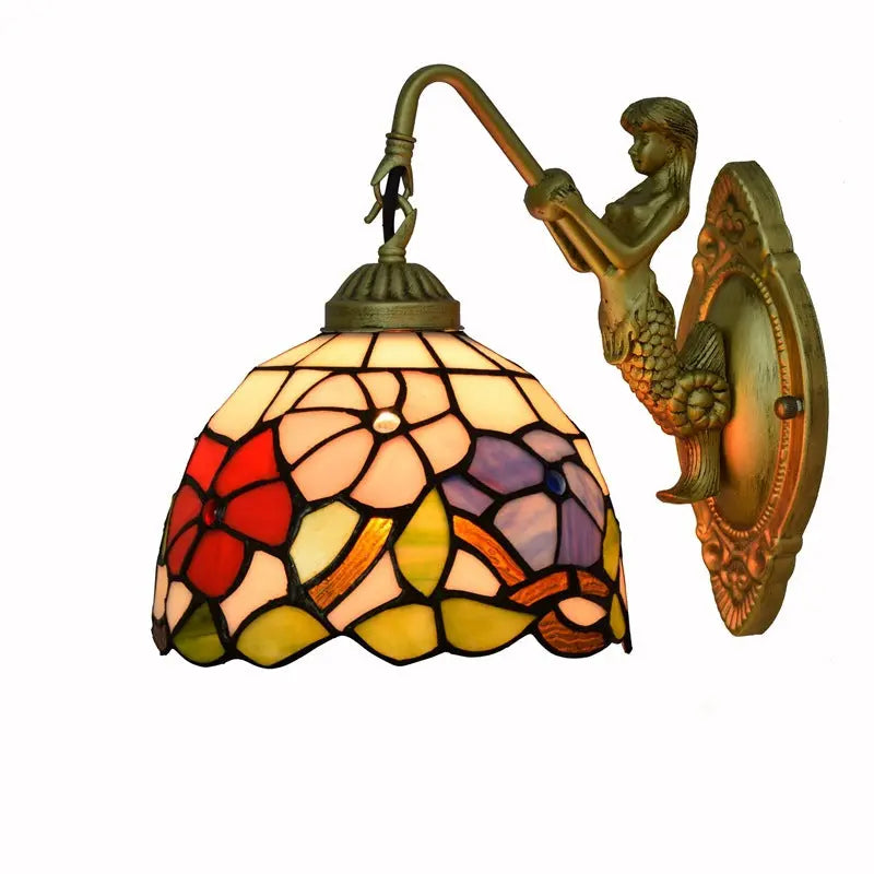 8inch Small Stained Glass Flower Lampshade Tiffany Wall Sconce - CTL