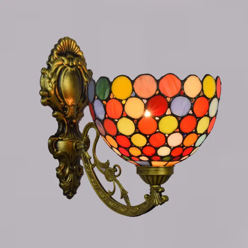 Small Stained Glass Bohemia Lampshade Tiffany Wall Lights Sconce Lamp - CTL