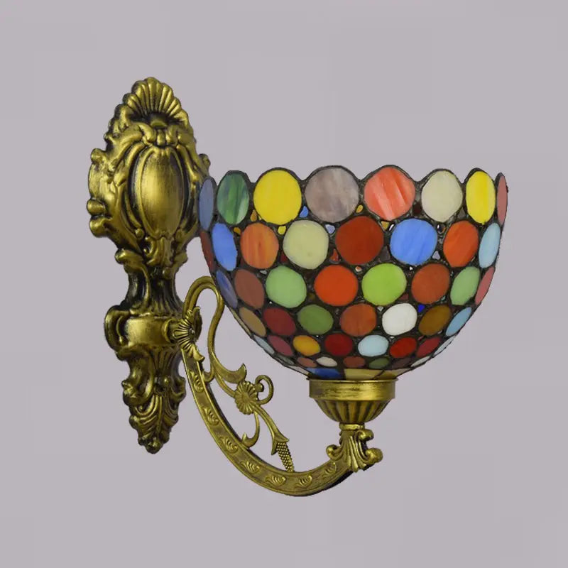 Small Stained Glass Bohemia Lampshade Tiffany Wall Lights Sconce Lamp - CTL