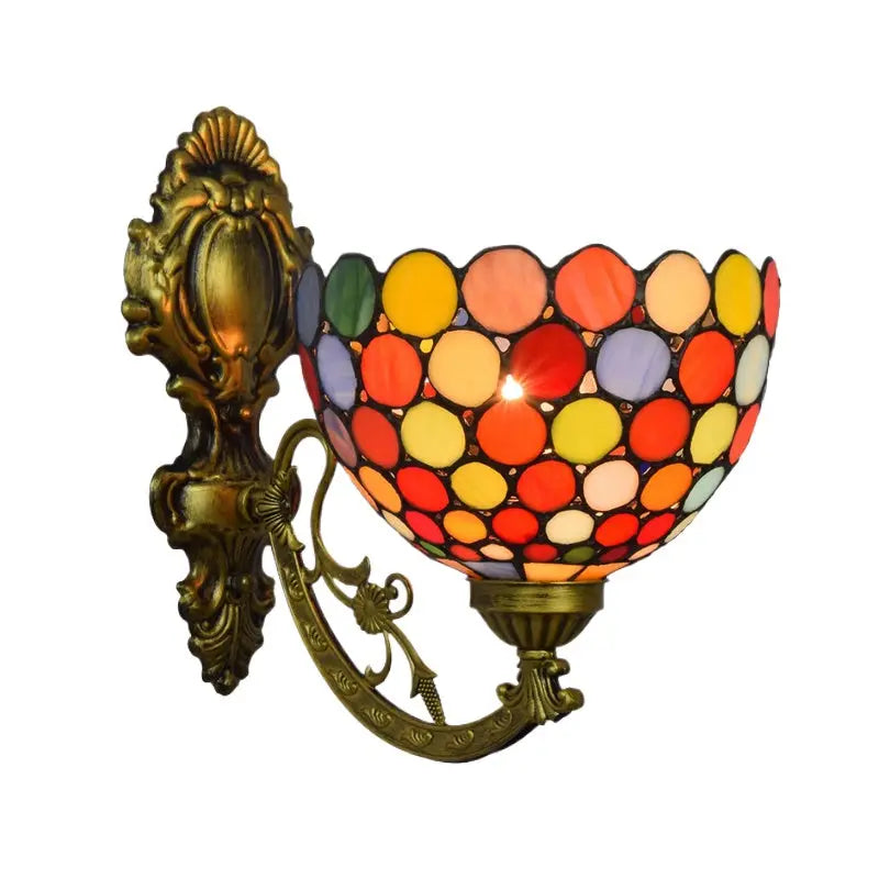 Small Stained Glass Bohemia Lampshade Tiffany Wall Lights Sconce Lamp - CTL