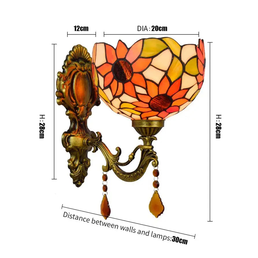Tiffany Lights Small Stained Glass Sunflower Lampshade Wall Sconce - CTL