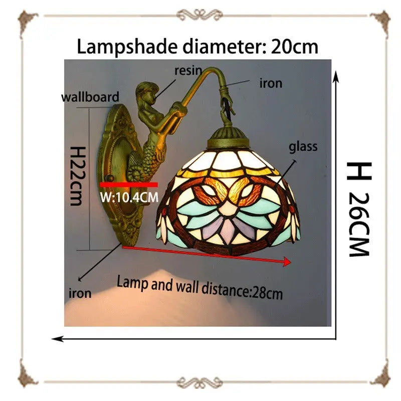 8inch Small Stained Glass Sconce Tiffany Style Wall Lamps - CTL