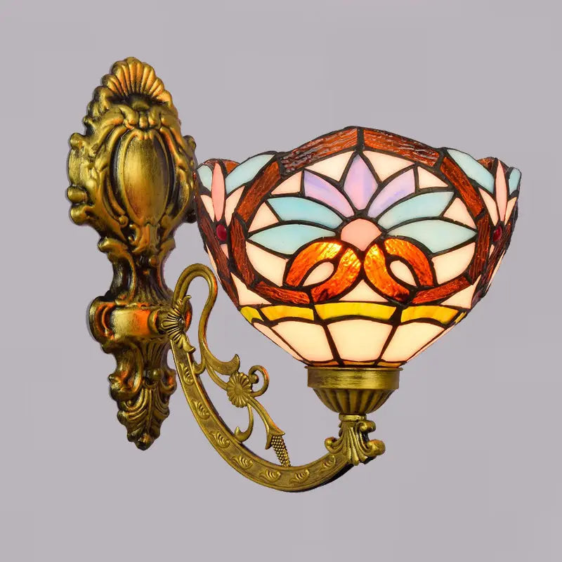 8inch Small Stained Glass Floral Lampshade Tiffany Wall Sconce - CTL