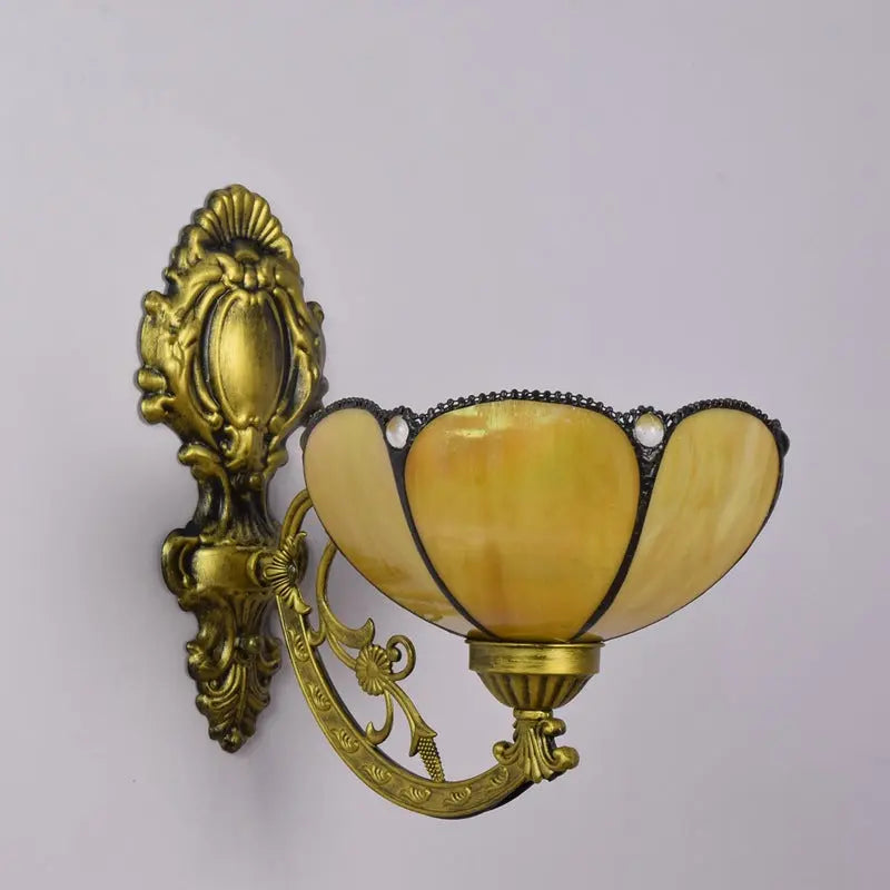 8inch Small Stained Glass Yellow Lampshade Tiffany Sconce Wall Lamp - CTL