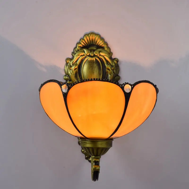 8inch Small Stained Glass Yellow Lampshade Tiffany Sconce Wall Lamp - CTL