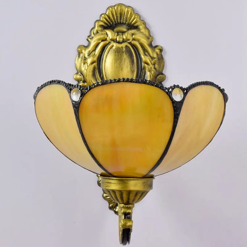 8inch Small Stained Glass Yellow Lampshade Tiffany Sconce Wall Lamp - CTL