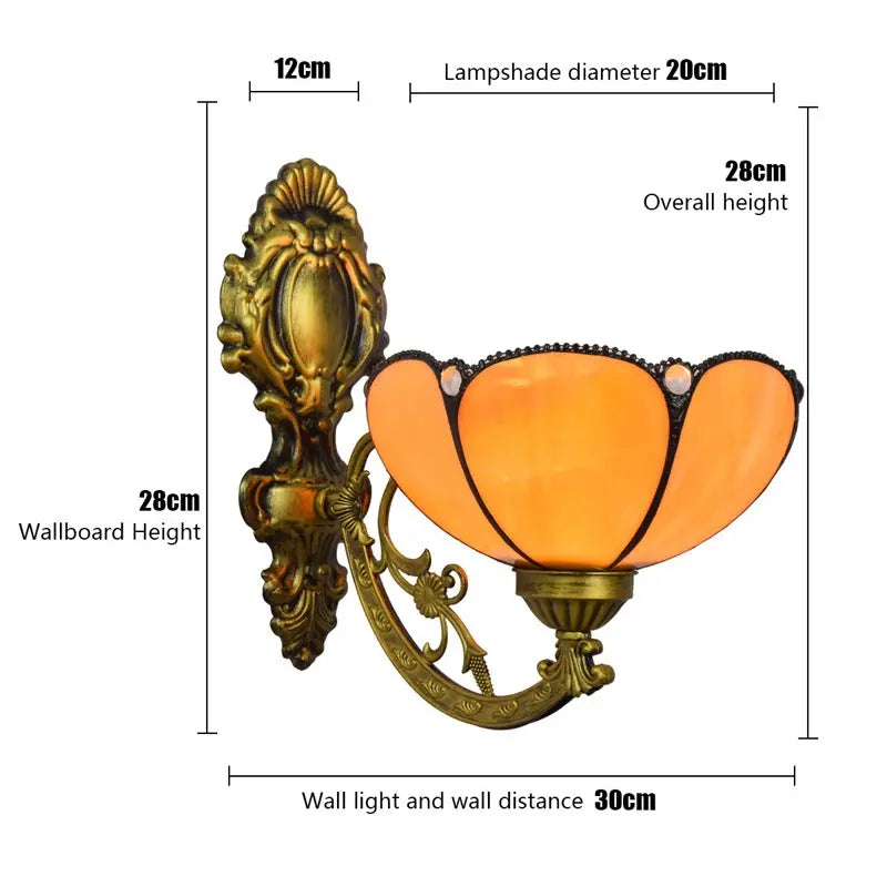 8inch Small Stained Glass Yellow Lampshade Tiffany Sconce Wall Lamp - CTL