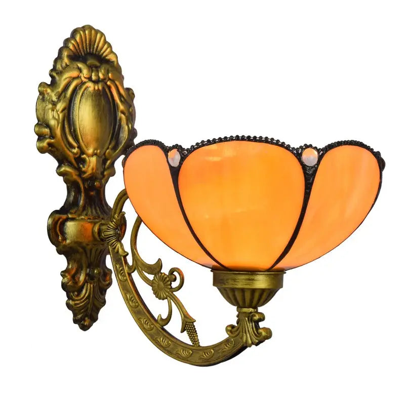 8inch Small Stained Glass Yellow Lampshade Tiffany Sconce Wall Lamp - CTL