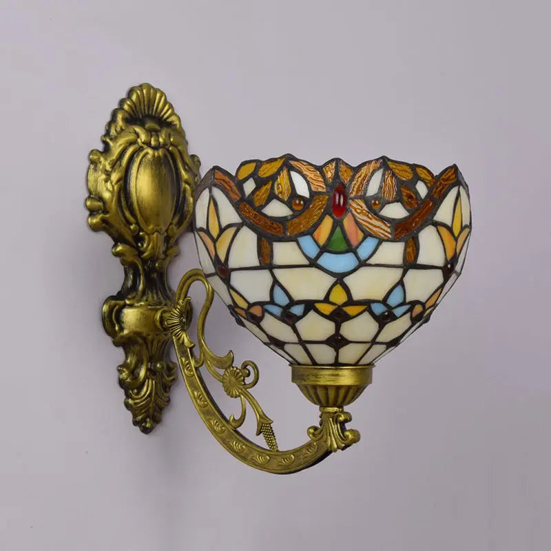 8inch Small Stained Glass Baroque Lampshade Tiffany Wall Lights Sconce Lamp - CTL