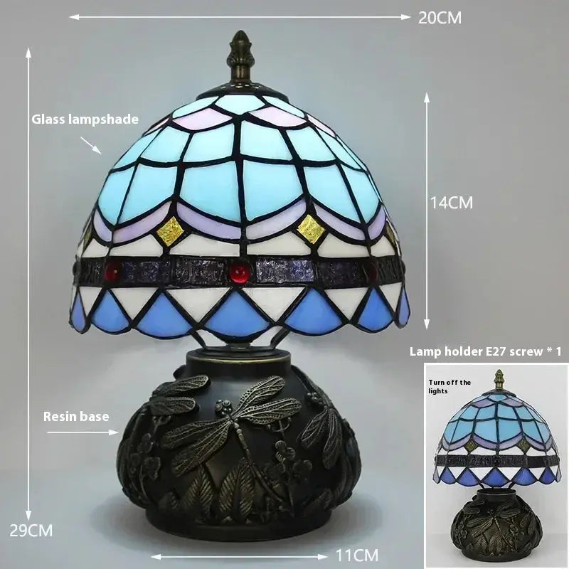 8inch 20cm Stained Glass Flower Lampshade Vintage Tiffany Table Lamp - CTL