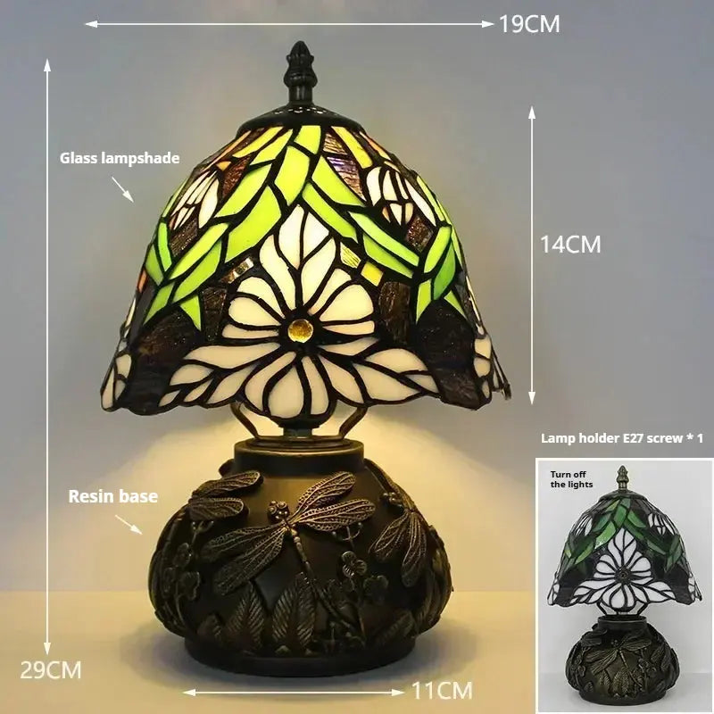 8inch 20cm Stained Glass Flower Lampshade Vintage Tiffany Table Lamp - CTL
