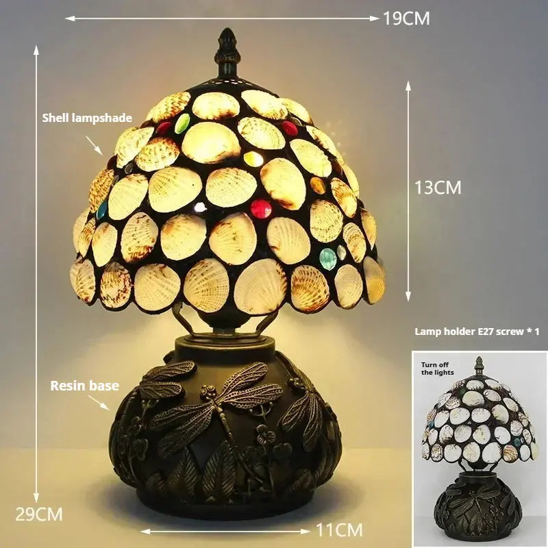 8inch 20cm Stained Glass Flower Lampshade Vintage Tiffany Table Lamp - CTL