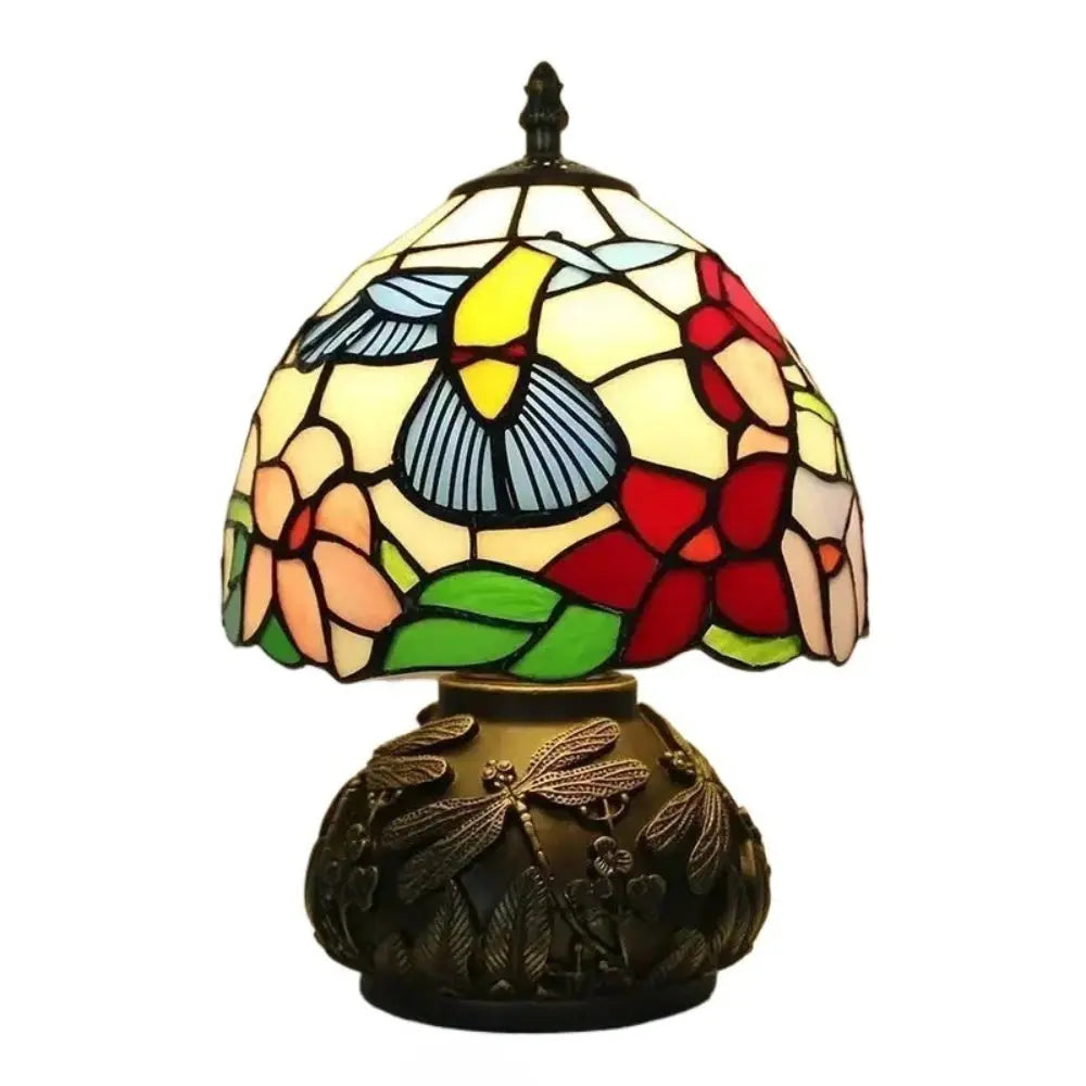 8inch 20cm Stained Glass Hummingbird Lampshade Retro Tiffany Table Lamp
