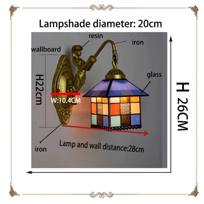 8inch Stained Glass Little House Lampshade Tiffany Wall Sconce - CTL