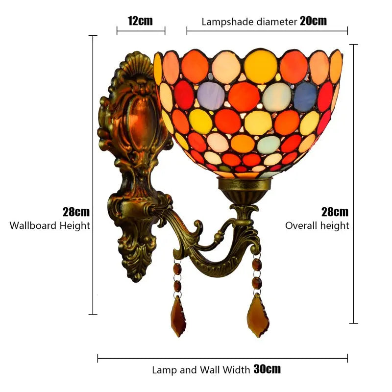Antique Tiffany Style Lamp Stained Glass Bohemia Lampshade Wall Sconce - CTL
