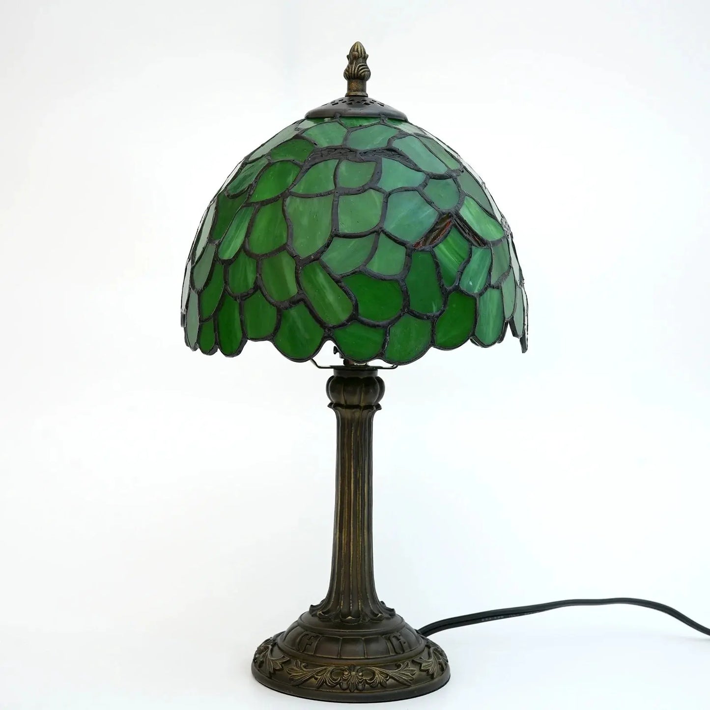 8inch 20cm Tiffany Stained Glass Green Leaf Lampshade Bedroom Bedside Table Lamp - CTL