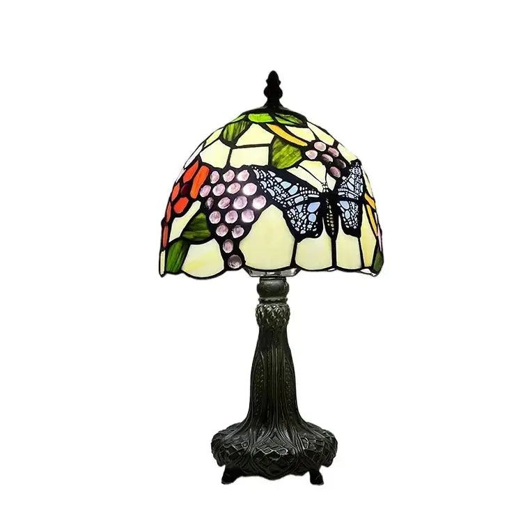8inch 20cm Vintage Country Stained Glass Flower Dragonfly Lampshade Tiffany Table Lamp - CTL
