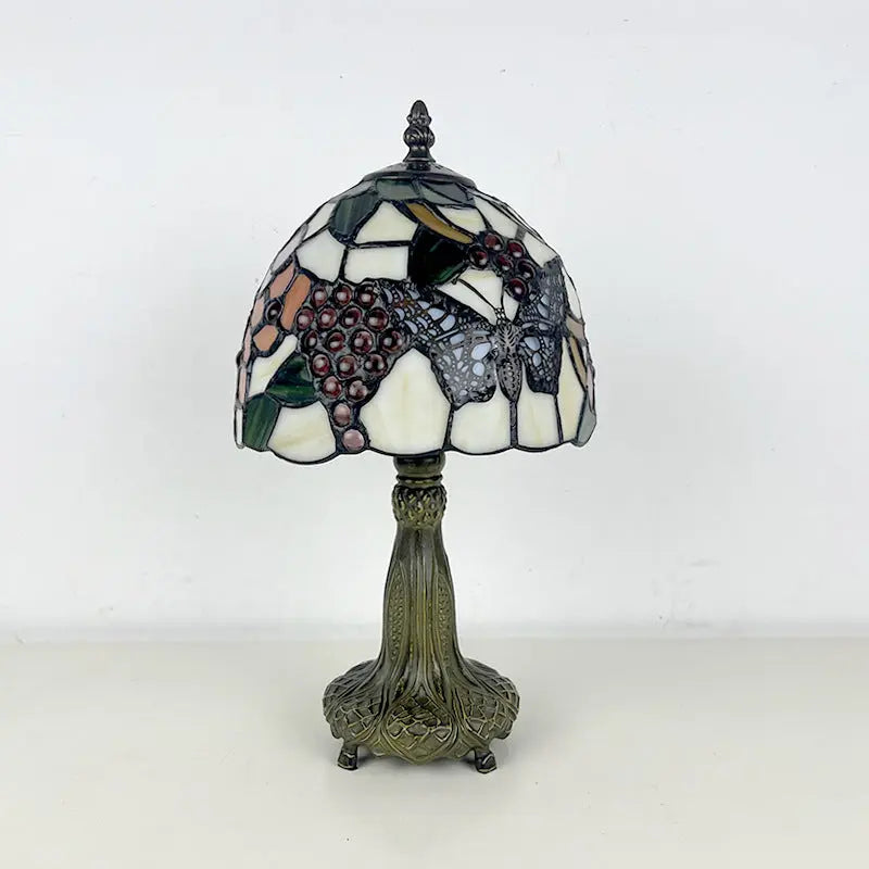 8inch 20cm Vintage Country Stained Glass Flower Dragonfly Lampshade Tiffany Table Lamp - CTL