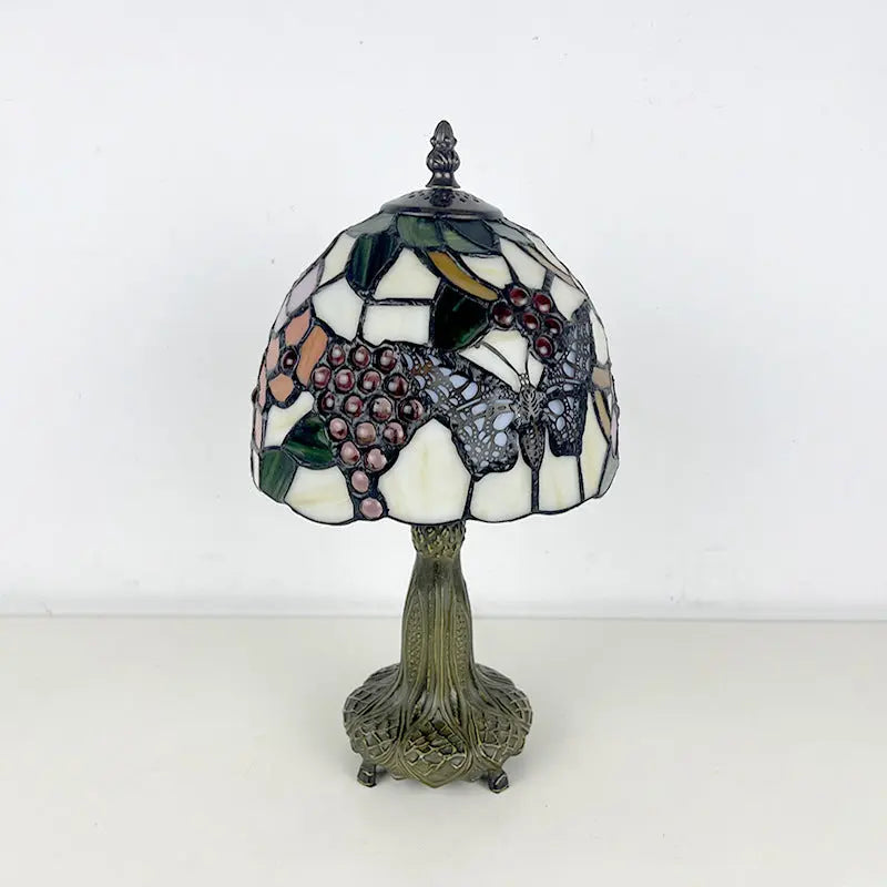 8inch 20cm Vintage Country Stained Glass Flower Dragonfly Lampshade Tiffany Table Lamp - CTL
