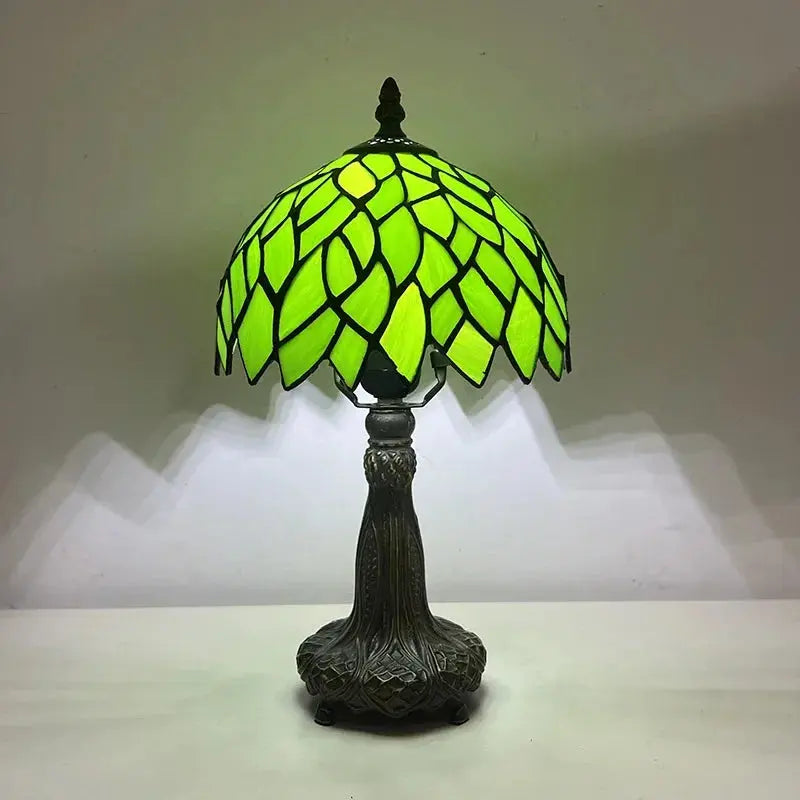 8inch 20cm Vintage Country Stained Glass Flower Dragonfly Lampshade Tiffany Table Lamp - CTL