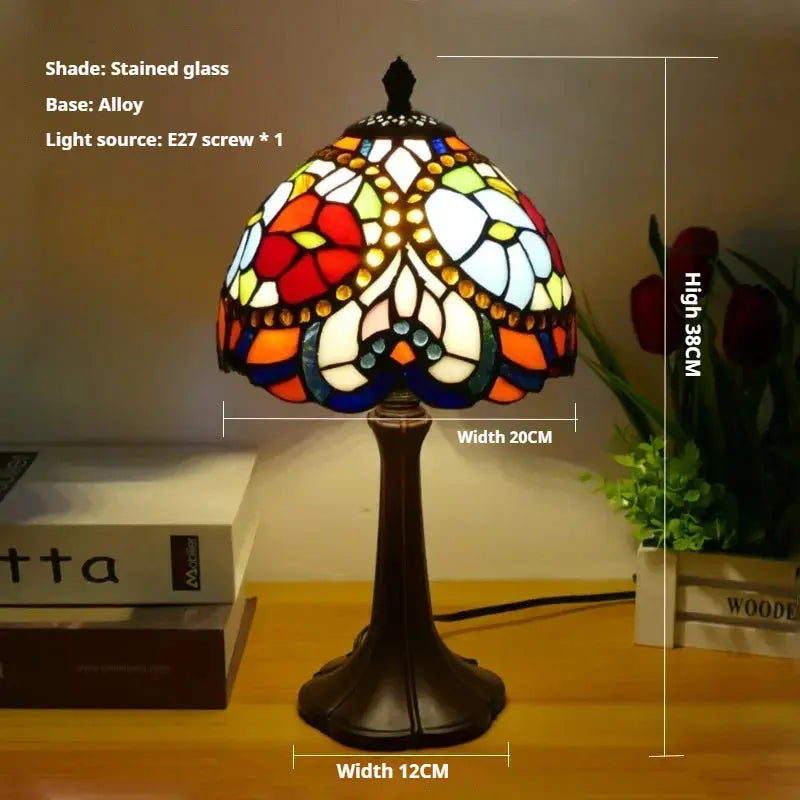 8inch 20cm Vintage Stained Glass Sunflower Pastoral Lampshade Tiffany Table Lamp - CTL