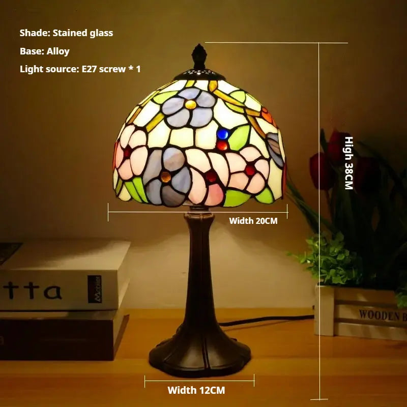 8inch 20cm Vintage Stained Glass Sunflower Pastoral Lampshade Tiffany Table Lamp - CTL