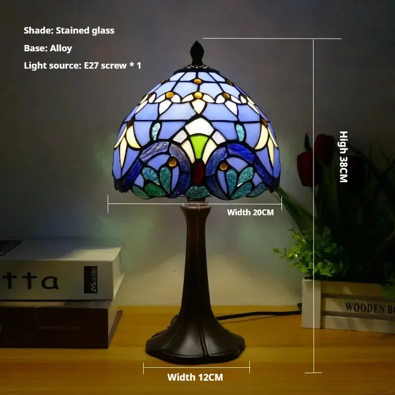 8inch 20cm Vintage Stained Glass Sunflower Pastoral Lampshade Tiffany Table Lamp - CTL