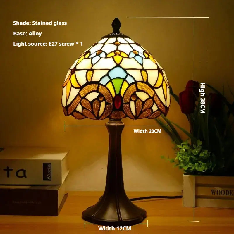 8inch 20cm Vintage Stained Glass Sunflower Pastoral Lampshade Tiffany Table Lamp - CTL