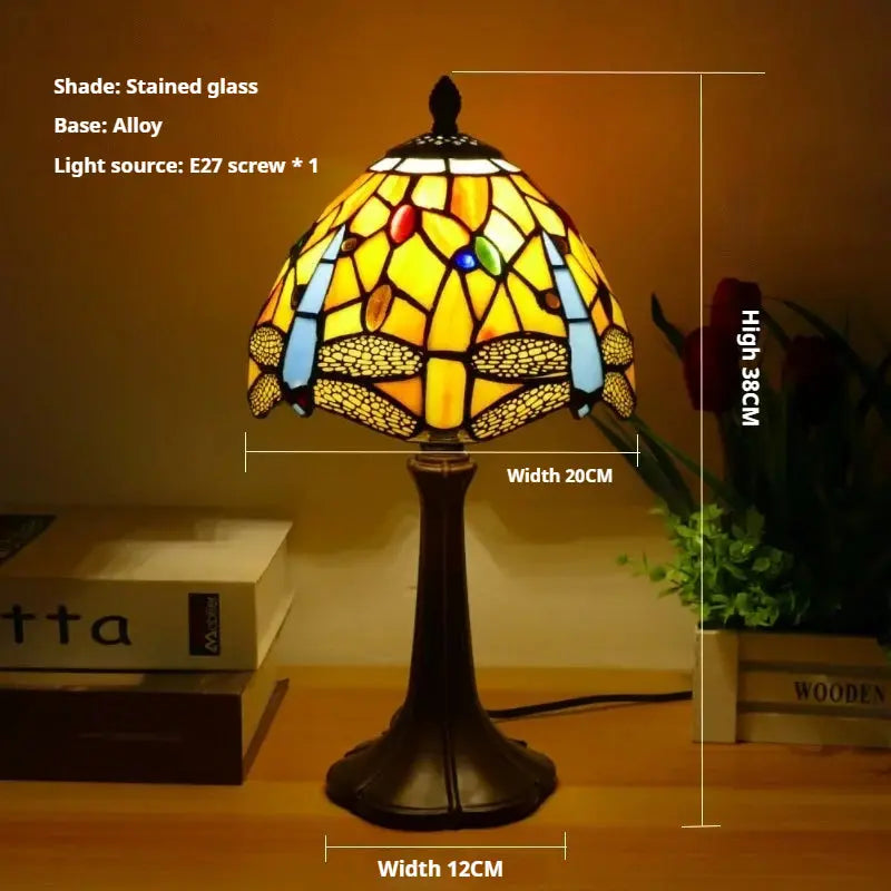 8inch 20cm Vintage Stained Glass Sunflower Pastoral Lampshade Tiffany Table Lamp - CTL