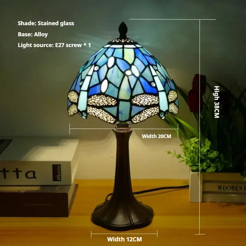 8inch 20cm Vintage Stained Glass Sunflower Pastoral Lampshade Tiffany Table Lamp - CTL