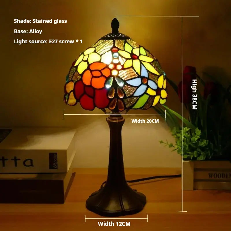 8inch 20cm Vintage Stained Glass Sunflower Pastoral Lampshade Tiffany Table Lamp - CTL