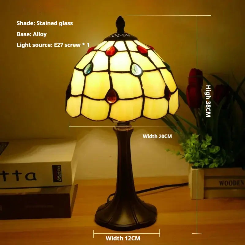8inch 20cm Vintage Stained Glass Sunflower Pastoral Lampshade Tiffany Table Lamp - CTL