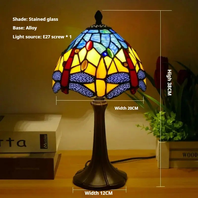 8inch 20cm Vintage Stained Glass Sunflower Pastoral Lampshade Tiffany Table Lamp - CTL