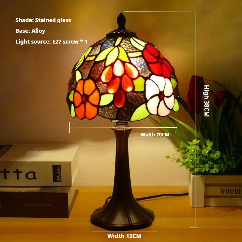 8inch 20cm Vintage Stained Glass Sunflower Pastoral Lampshade Tiffany Table Lamp - CTL