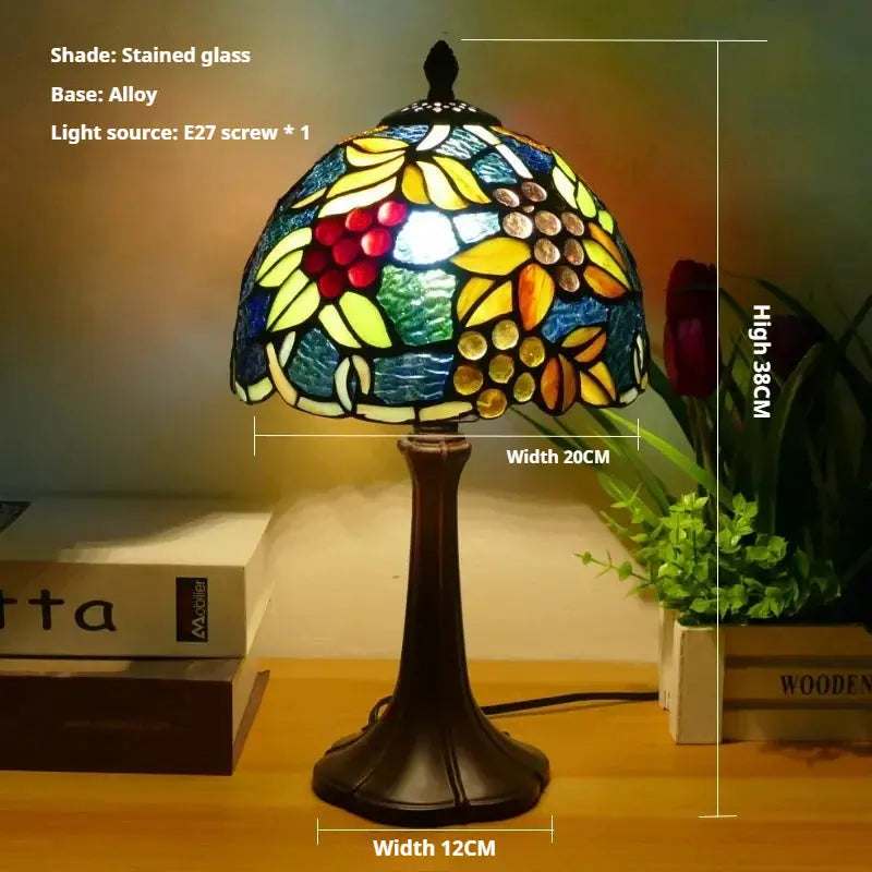 8inch 20cm Vintage Stained Glass Sunflower Pastoral Lampshade Tiffany Table Lamp - CTL