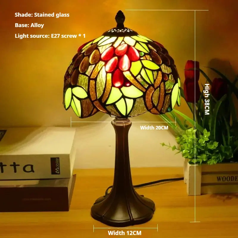 8inch 20cm Vintage Stained Glass Sunflower Pastoral Lampshade Tiffany Table Lamp - CTL