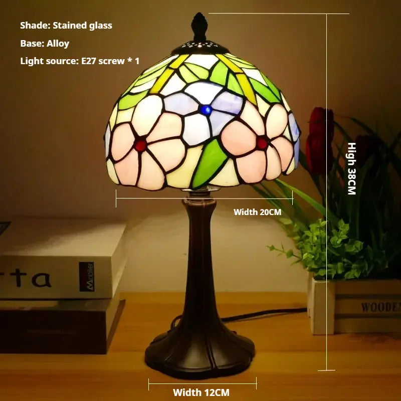 8inch 20cm Vintage Stained Glass Sunflower Pastoral Lampshade Tiffany Table Lamp - CTL
