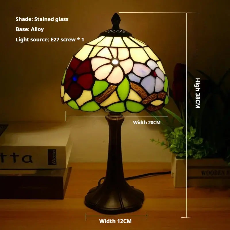8inch 20cm Vintage Stained Glass Sunflower Pastoral Lampshade Tiffany Table Lamp - CTL