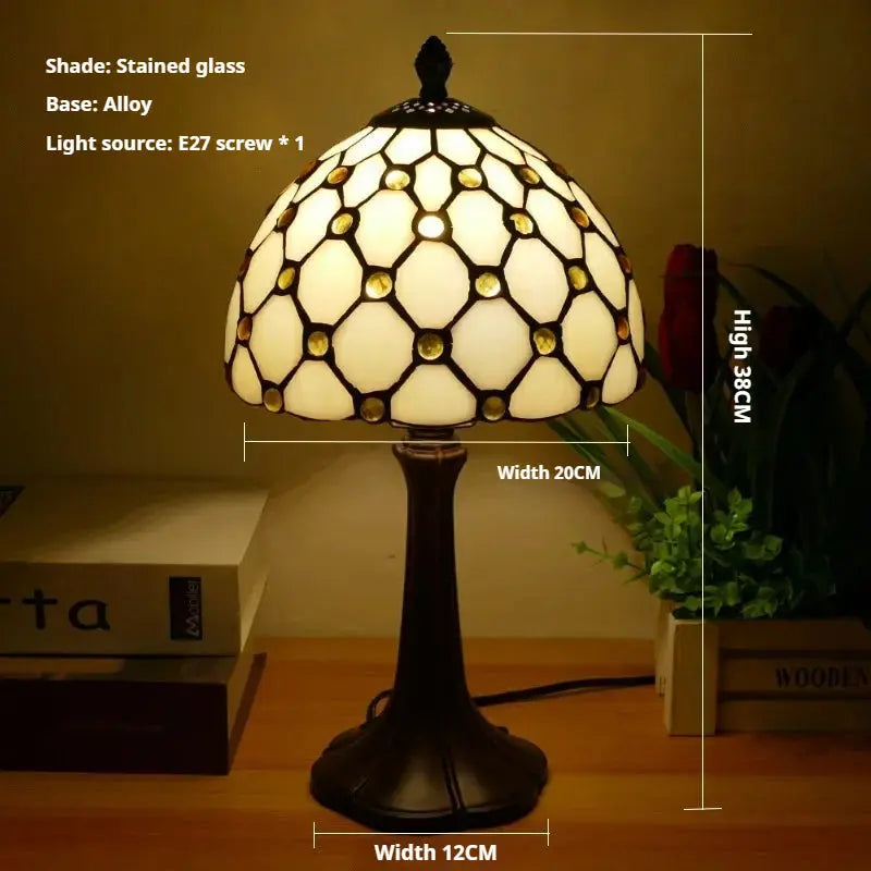 8inch 20cm Vintage Stained Glass Sunflower Pastoral Lampshade Tiffany Table Lamp - CTL