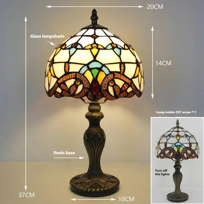 8inch Retro Desk Lamp Stained Glass Baroque Lampshade Tiffany Table Light - CTL